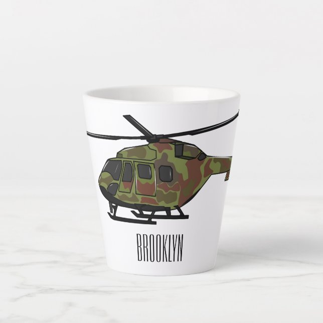 Cartoon-Illustration für Armeehubschrauber Milchtasse (Vorderseite)