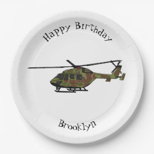 Cartoon-Illustration für Armeehubschrauber Pappteller