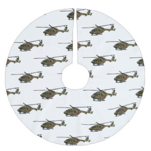 Cartoon-Illustration für Armeehubschrauber Polyester Weihnachtsbaumdecke