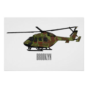 Cartoon-Illustration für Armeehubschrauber Poster