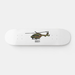 Cartoon-Illustration für Armeehubschrauber Skateboard