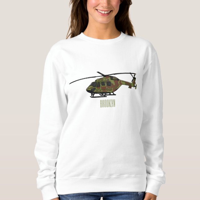 Cartoon-Illustration für Armeehubschrauber Sweatshirt (Vorderseite)