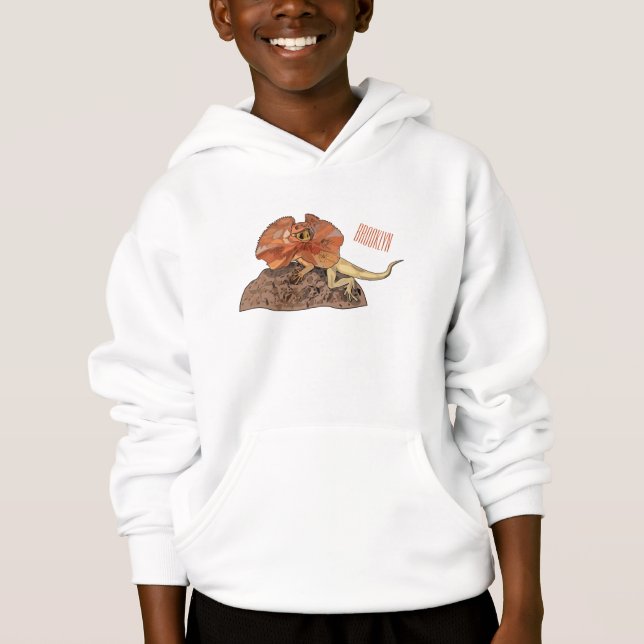 Cartoon-Illustration für den Frillenhalseidechsen Hoodie (Vorderseite)