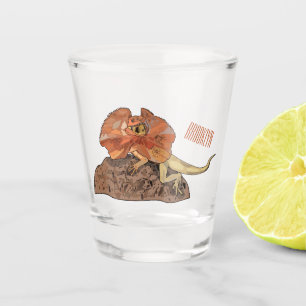 Cartoon-Illustration für den Frillenhalseidechsen Schnapsglas