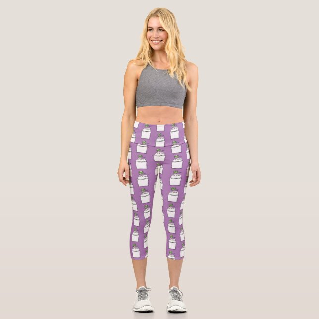 Cartoon-Illustration für die niedliche Waschmaschi Capri Leggings (Vorderseite)