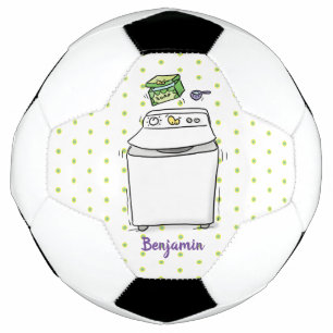 Cartoon-Illustration für die niedliche Waschmaschi Fußball