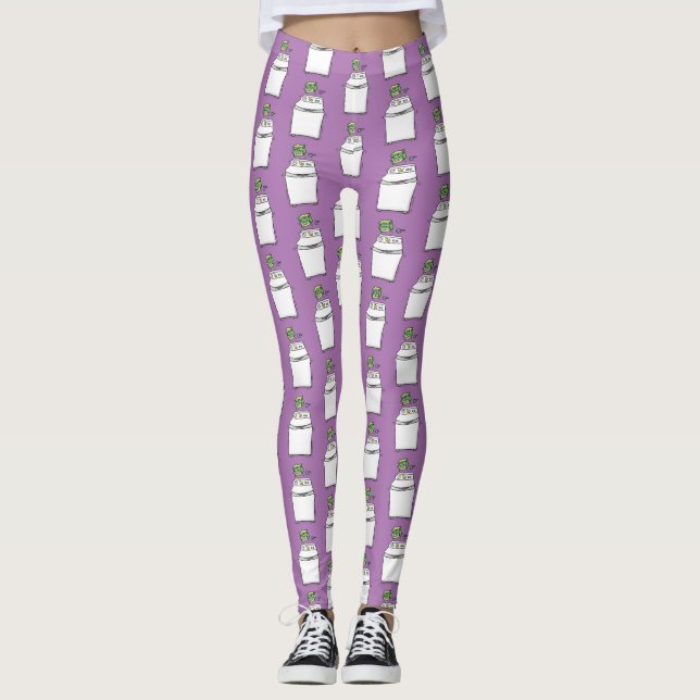 Cartoon-Illustration für die niedliche Waschmaschi Leggings (Vorderseite)