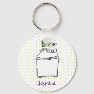 Cartoon-Illustration für die niedliche Waschmaschi Schlüsselanhänger
