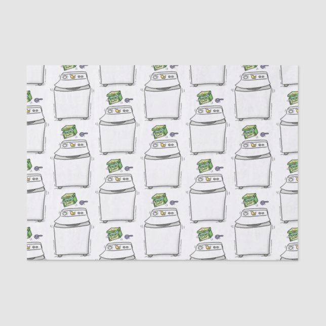 Cartoon-Illustration für die niedliche Waschmaschi Seidenpapier (Vorderseite)