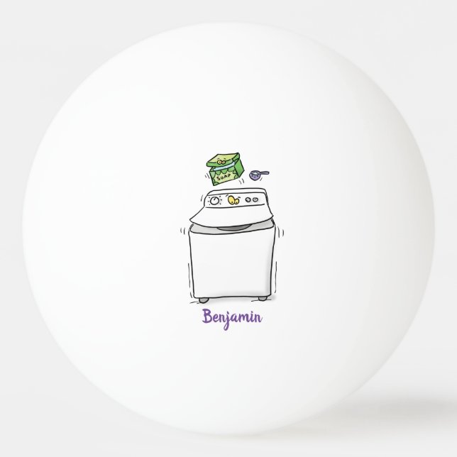 Cartoon-Illustration für die niedliche Waschmaschi Tischtennisball (Vorderseite)