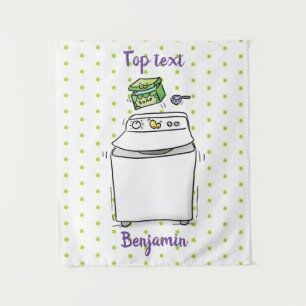 Cartoon-Illustration für die niedliche Waschmaschi Wandteppich