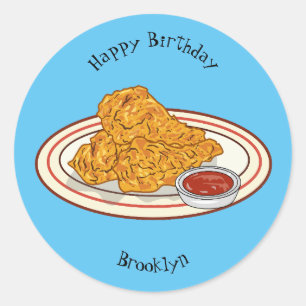 Cartoon-Illustration für gefrorenes Huhn Runder Aufkleber