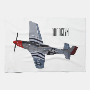 Cartoon-Illustration für Kampfbomber Geschirrtuch