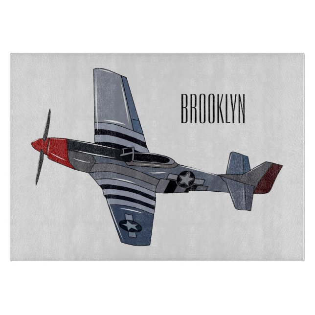 Cartoon-Illustration für Kampfbomber Schneidebrett (Vorderseite)