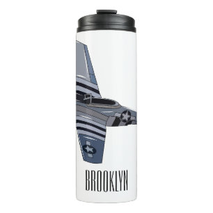 Cartoon-Illustration für Kampfbomber Thermosbecher