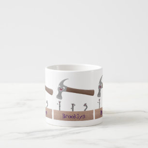 Cartoon-Illustration für niedliche, lustige Hammer Espressotasse