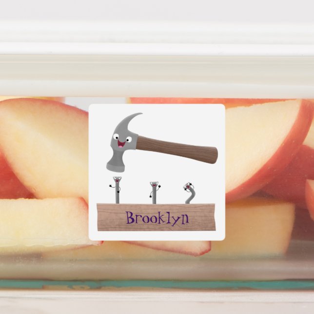 Cartoon-Illustration für niedliche, lustige Hammer Etiketten (Befestigt)