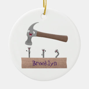 Cartoon-Illustration für niedliche, lustige Hammer Keramik Ornament