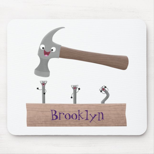 Cartoon-Illustration für niedliche, lustige Hammer Mousepad (Vorne)
