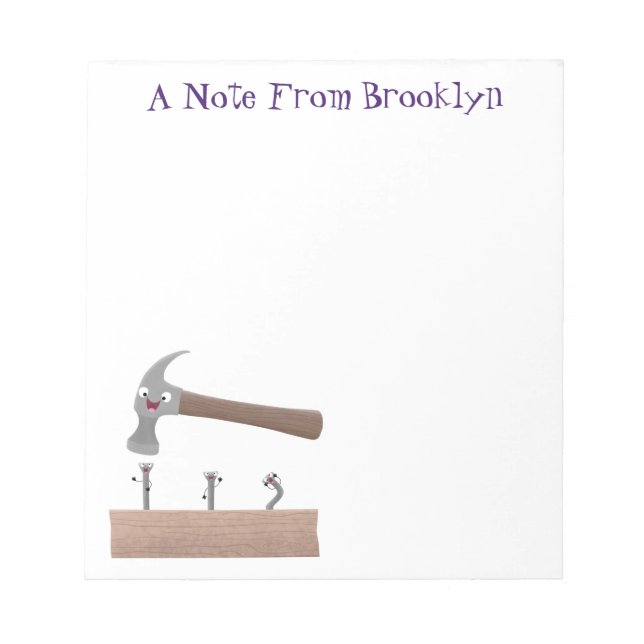 Cartoon-Illustration für niedliche, lustige Hammer Notizblock (Vorderseite)