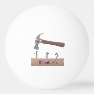 Cartoon-Illustration für niedliche, lustige Hammer Tischtennisball