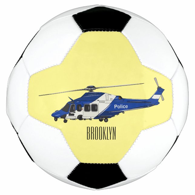 Cartoon-Illustration für Polizeihubschrauber Fußball (Vorderseite)
