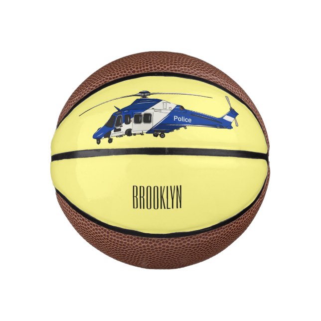 Cartoon-Illustration für Polizeihubschrauber Mini Basketball (Vorderseite)