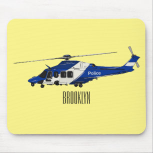 Cartoon-Illustration für Polizeihubschrauber Mousepad