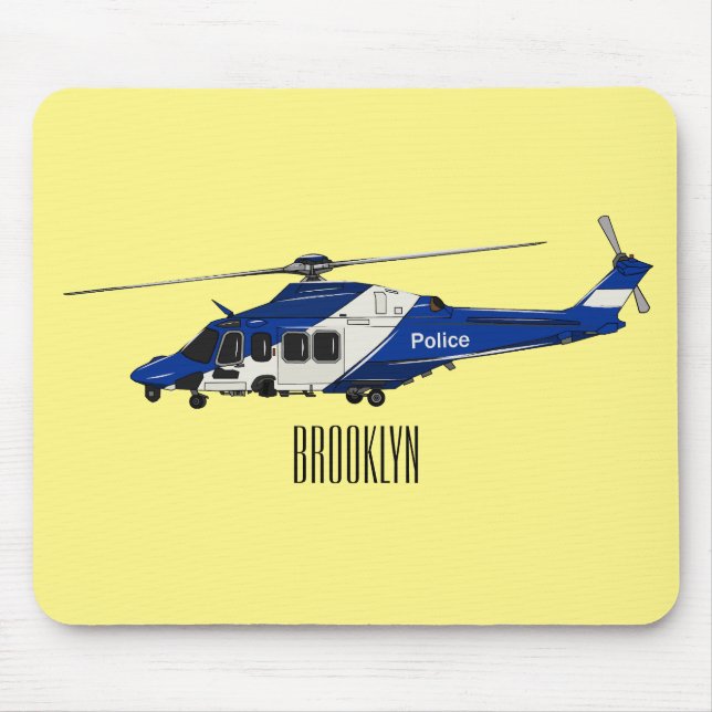 Cartoon-Illustration für Polizeihubschrauber Mousepad (Vorne)