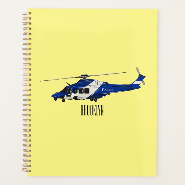 Cartoon-Illustration für Polizeihubschrauber Planer (Vorderseite)