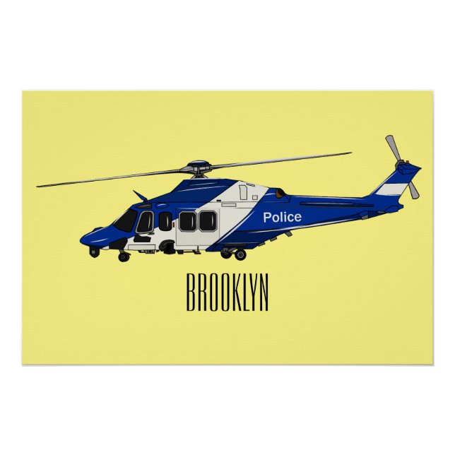 Cartoon-Illustration für Polizeihubschrauber Poster (Vorderseite)