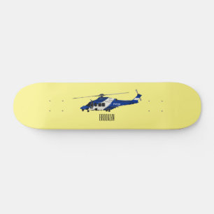 Cartoon-Illustration für Polizeihubschrauber Skateboard