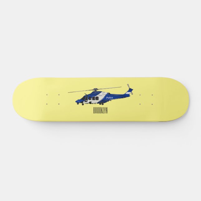 Cartoon-Illustration für Polizeihubschrauber Skateboard (Horizontal)