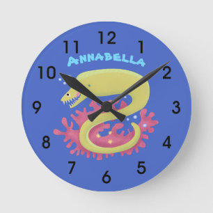 Cartoon-Illustration Runde Wanduhr