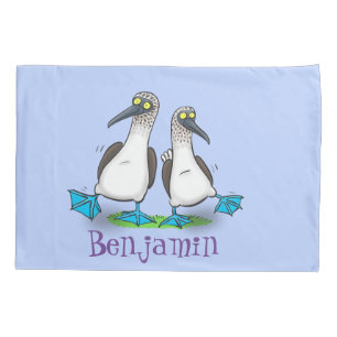 Cartoon-Illustration von bläulich-grünen Boobies Kissenbezug
