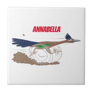 Cartoon-Illustration von Funny Roadrunner Fliese