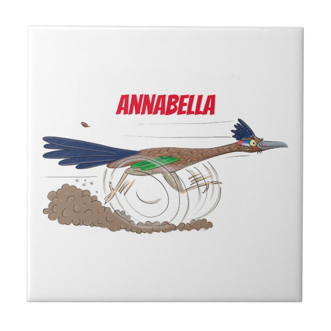 Cartoon-Illustration von Funny Roadrunner Fliese (Vorderseite)