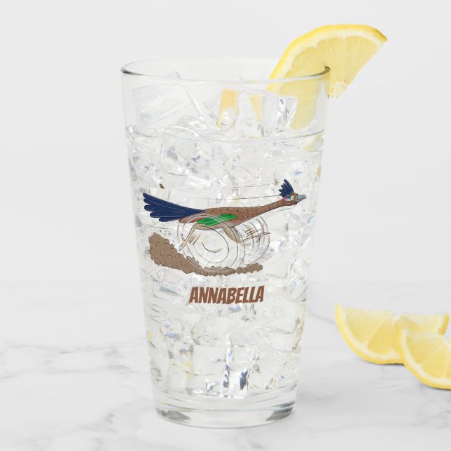 Cartoon-Illustration von Funny Roadrunner Glas (Rückseite Ice)