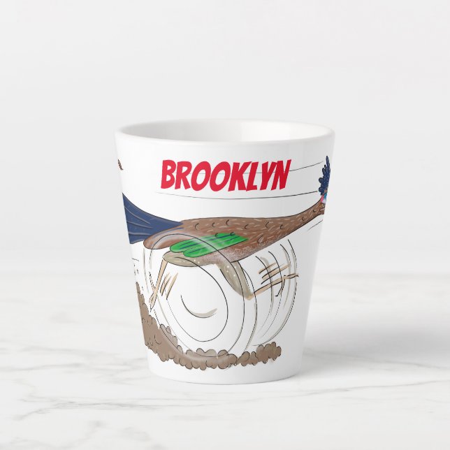 Cartoon-Illustration von Funny Roadrunner Milchtasse (Vorderseite)