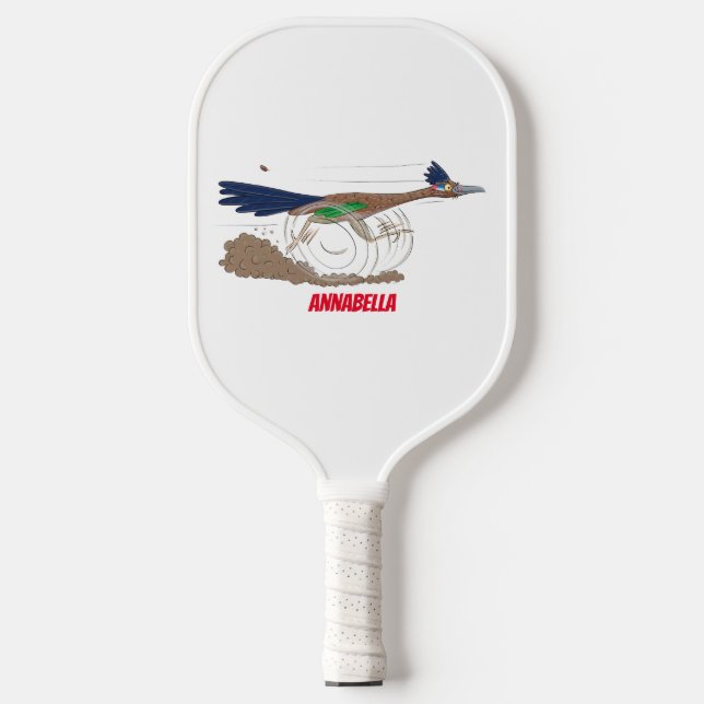Cartoon-Illustration von Funny Roadrunner Pickleball Schläger (Vorderseite)