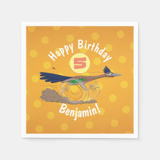 Cartoon-Illustration von Funny Roadrunner Serviette (Vorderseite)