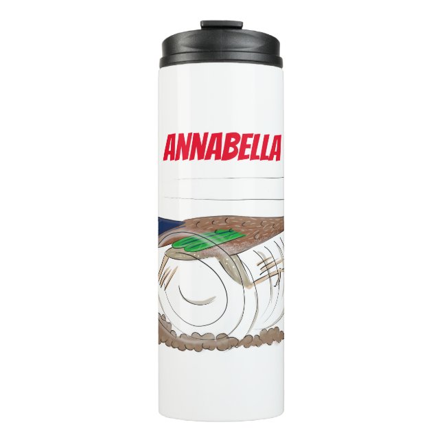 Cartoon-Illustration von Funny Roadrunner Thermosbecher (Vorderseite)