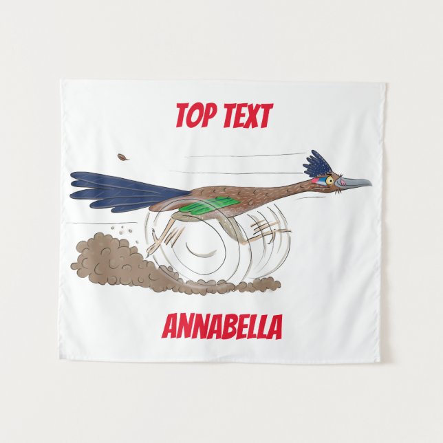 Cartoon-Illustration von Funny Roadrunner Wandteppich (Vorderseite (Horizontal))