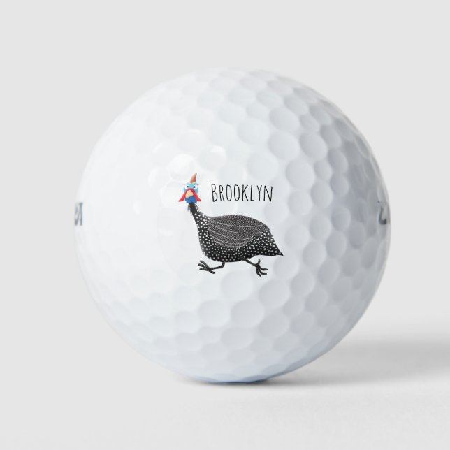 Cartoon-Illustration von guineischen Vögeln Golfball (Vorderseite)