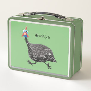 Cartoon-Illustration von guineischen Vögeln Metall Brotdose