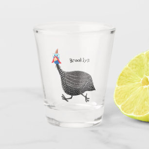 Cartoon-Illustration von guineischen Vögeln Schnapsglas