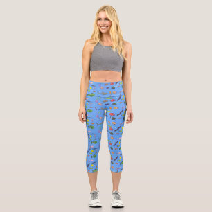 Cartoon-Illustration von Wolkenseebewohnern Capri Leggings