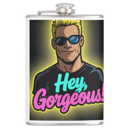 Cartoon im Johnny Bravo-Stil Charakter Flachmann
