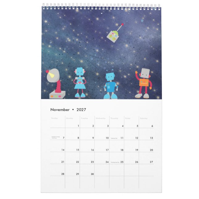 Cartoon im Weltraumkalender Kalender (Nov 2027)