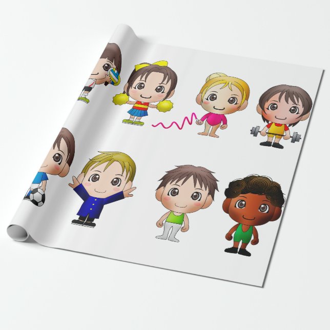 Cartoon in Papierform Sportzeichen. Geschenkpapier (Ungerollt)